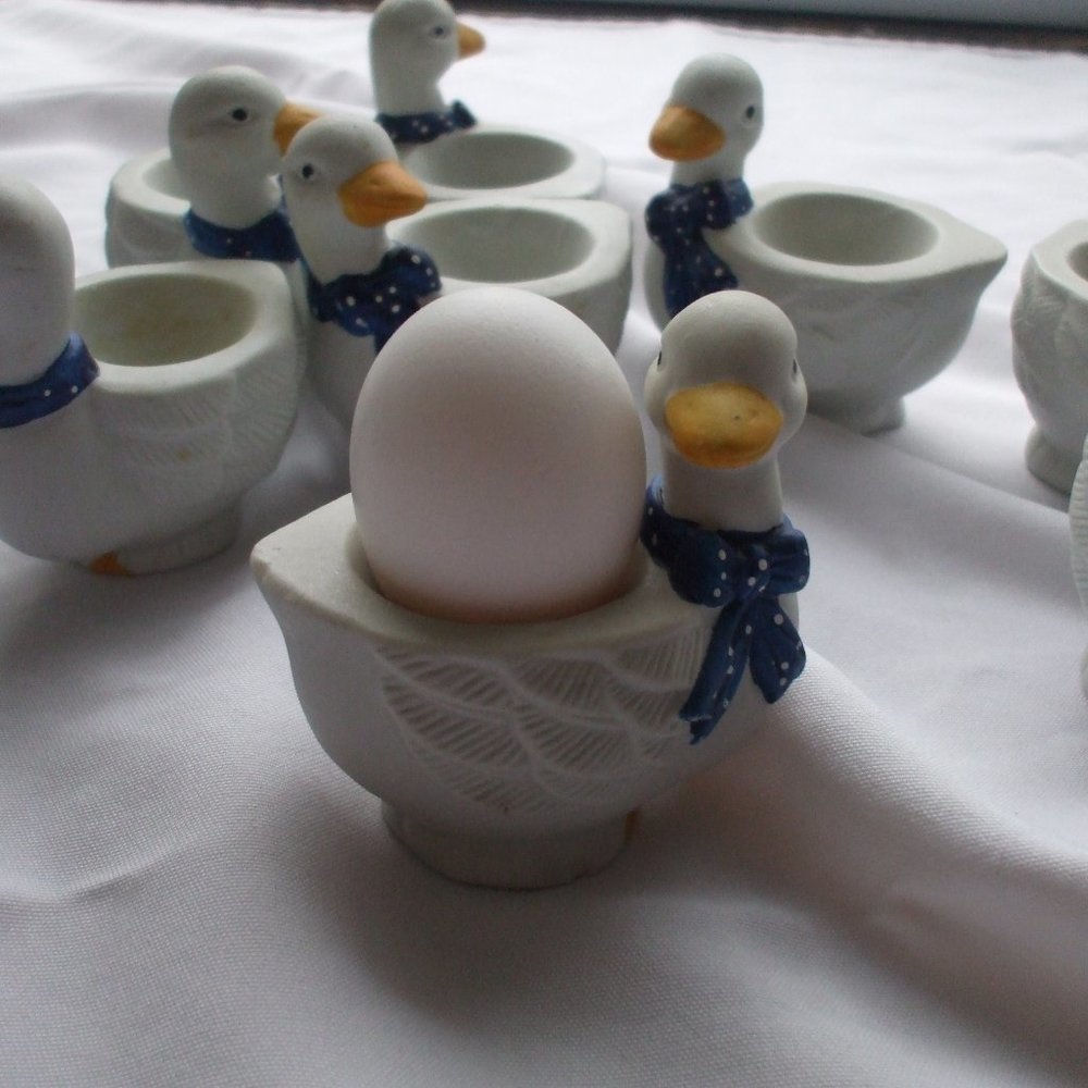 8 Vintage Ceramic duck boiled egg holders